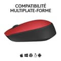 Miniatyrbild 4 av 6: Mus - Trådlös - Logitech - M171 - Ambidextrous - Röd