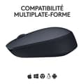 Miniatyrbild 4 av 6: Mus - Trådlös - Logitech - M170 - Ambidextrous - Grå