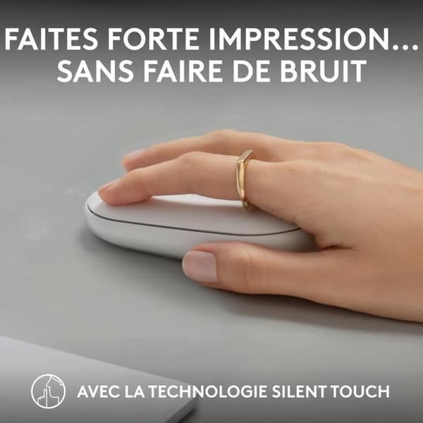 Logitech Pebble Mouse 2 M350s slimmad trådlös Bluetooth-mus, bärbar, lätt - Vit