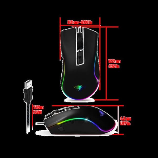 SPIRIT OF GAMER - PRO-M6 Gaming Mouse - RGB LED - Anpassningsbar - Upp till 6400 DPI - 2 konfigurerbara profiler - RAPID FIRE