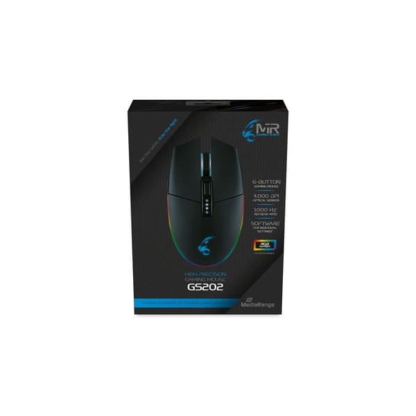 Spelmus - MEDIARANGE - MRGS202 - 6 knappar - USB 2.0 - Trådad - Svart