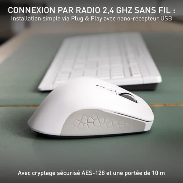 Ergonomisk Mus - CHERRY - STREAM MOUSE COMFORT - Trådlös 2.4 GHz - 6 Tysta Knappar - Vit