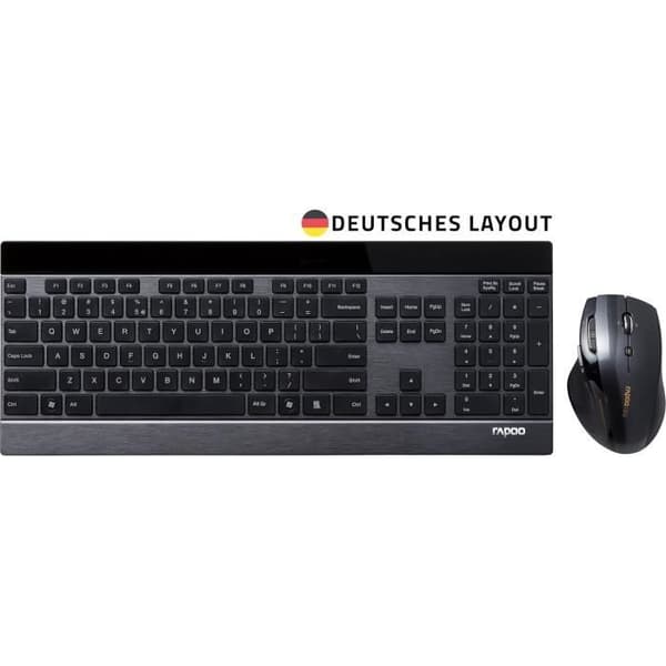 Trådlöst tangentbord- och musset - RAPOO - 8900P - Ergonomisk - 1600 DPI - Batteritid 12 månader