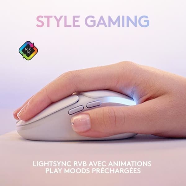Gamingmus - Trådlös - Logitech G - G705 - Bakgrundsbelyst - Lätt - Vit