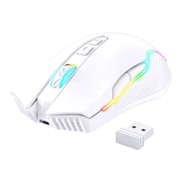 ONIKUMA - CW905 Vit 2.4 Ghz - Trådlös Gamingmus LED RGB 3600 DPI