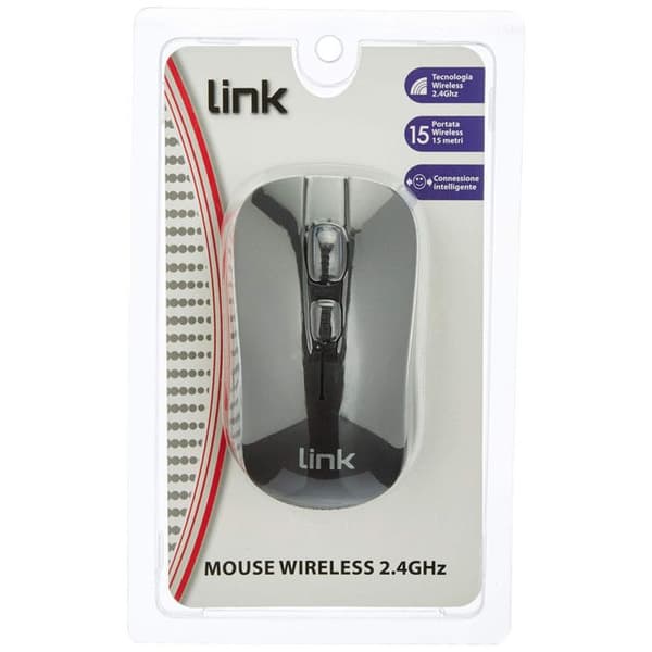 Link Mouse - LKMOS02 -, trådlös mus 3 svarta knappar USB-mottagare 1000 DPI