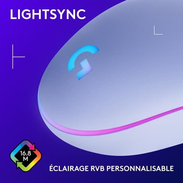 Spelmus - Trådbunden - LOGITECH G - G203 - LIGHTSYNC - RGB - USB - Lila