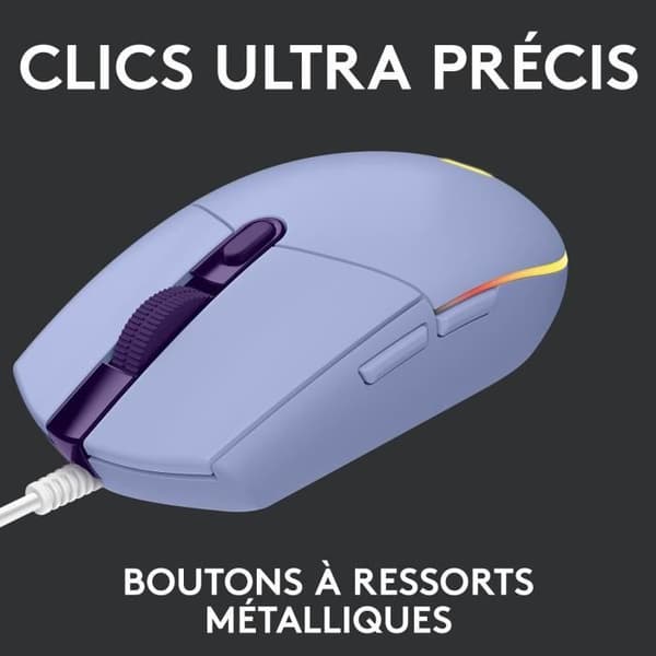 Spelmus - Trådbunden - LOGITECH G - G203 - LIGHTSYNC - RGB - USB - Lila