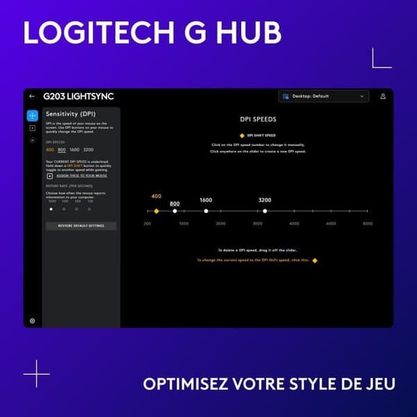 Spelmus - Trådbunden - LOGITECH G - G203 - LIGHTSYNC - RGB - USB - Lila
