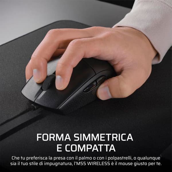 Kablet Gamingmus - CORSAIR - M55 Kablet - 16.000 DPI - Ergonomisk - RGB Baggrundsbelysning