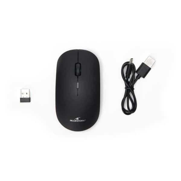 Trådlös mus - BLUESTORK - OFFICE 100 - 2.4G + Bluetooth - Uppladdningsbar - PC/MAC - Svart