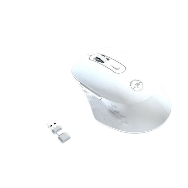 Trådlös mus - MOBILITY LAB - Omega - Bluetooth och 2,4 GHz-mottagare - Vit - Tysta klick - Justerbar precision