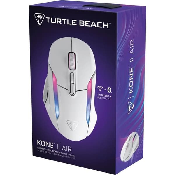 Turtle Beach Kone™ II Air trådløs gamingmus - ergonomisk - hvid, Bluetooth, 26.000 DPI, 4D-scrollehjul