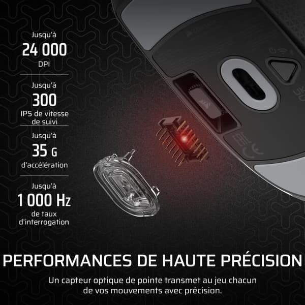 Trådlös spelmus - CORSAIR - M55 Wireless - Svart, Symmetrisk