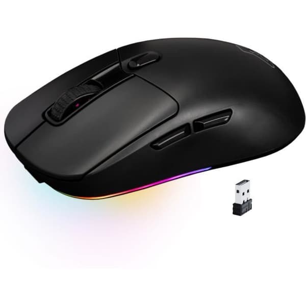 Tävlingsmässig spelmus - Trådbunden eller trådlös - The G-Lab - KULT-TITAN - RGB - 12000 DPI - Svart