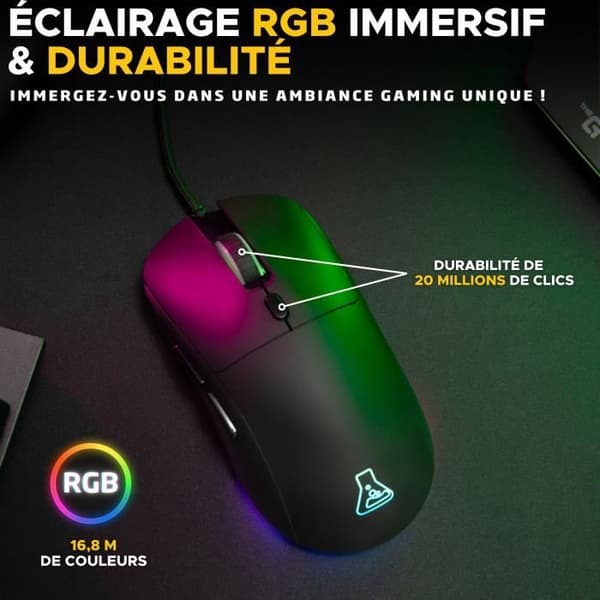 Trådbunden spelmus - G-Lab - KULT-COBALT - RGB - 12800 DPI - Svart