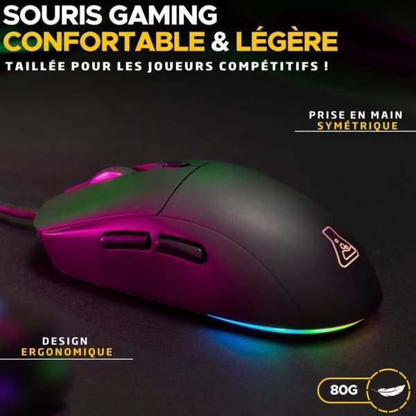 Trådbunden spelmus - G-Lab - KULT-COBALT - RGB - 12800 DPI - Svart