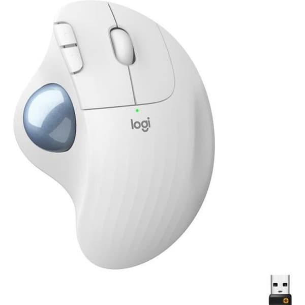 Ergonominen hiiri - Langaton - Logitech - Ergo M575 - Valkoinen
