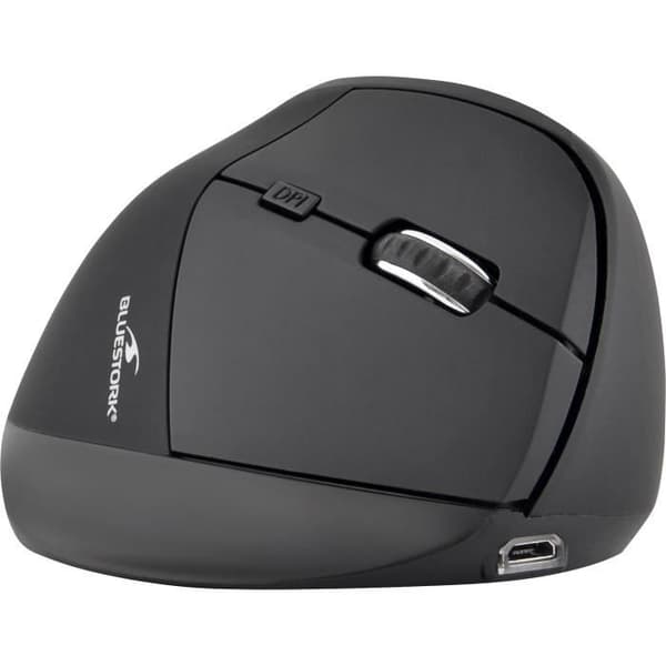 Ergonomisk mus - Trådlös - Bluestork - Optisk - 1200 dpi - 6 knappar - PC / MAC Svart, Grå
