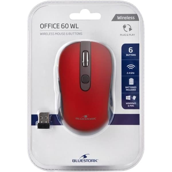 Trådlös mus - BLUESTORK - OFFICE 60 - PC/MAC - Röd