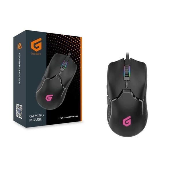 7200 DPI optisk trådbunden mus - CONCEPTRONIC DJEBBEL05B - Ergonomisk design och flerfärgad belysning