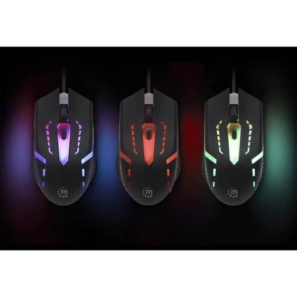Manhattan Trådbundna Gaming Mus - LED RGB - 150Dpi - Ambidextrös - Svart