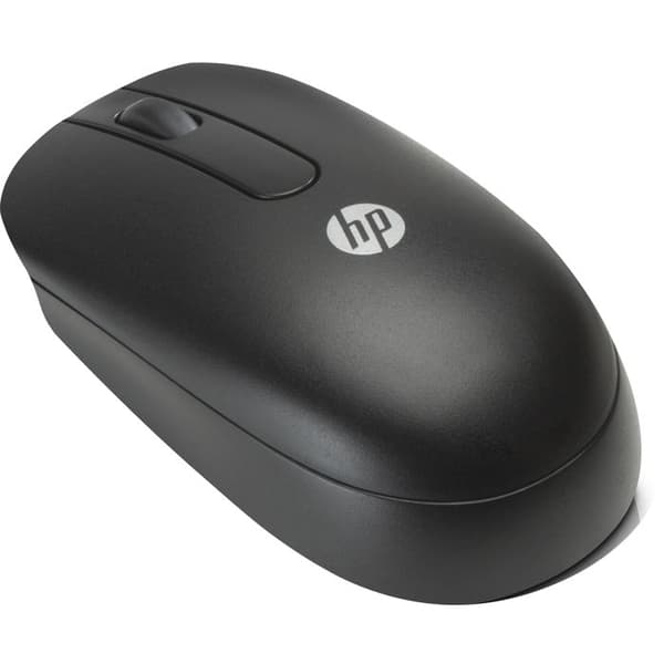 USB trådbunden optisk mus - HP - Svart - USB-anslutning - Optisk detektering - Ergonomisk