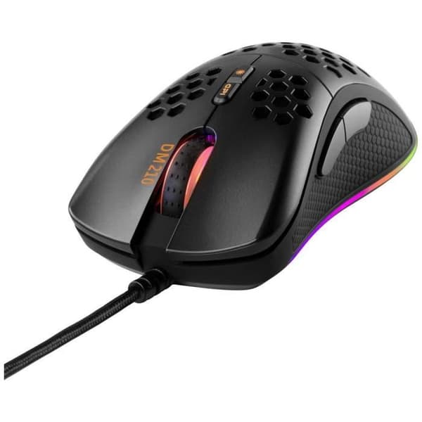 DELTACO GAMING DM210 optisk trådad spelmus - Svart - 7 knappar - 400/800/1200/3200/6400 dpi upplyst