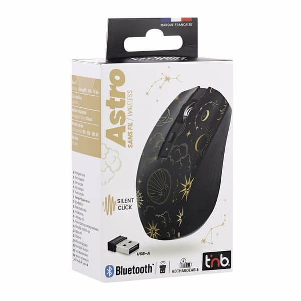 Trådlös Mus Bluetooth T'NB ASTRO 2 Svart 1600 dpi