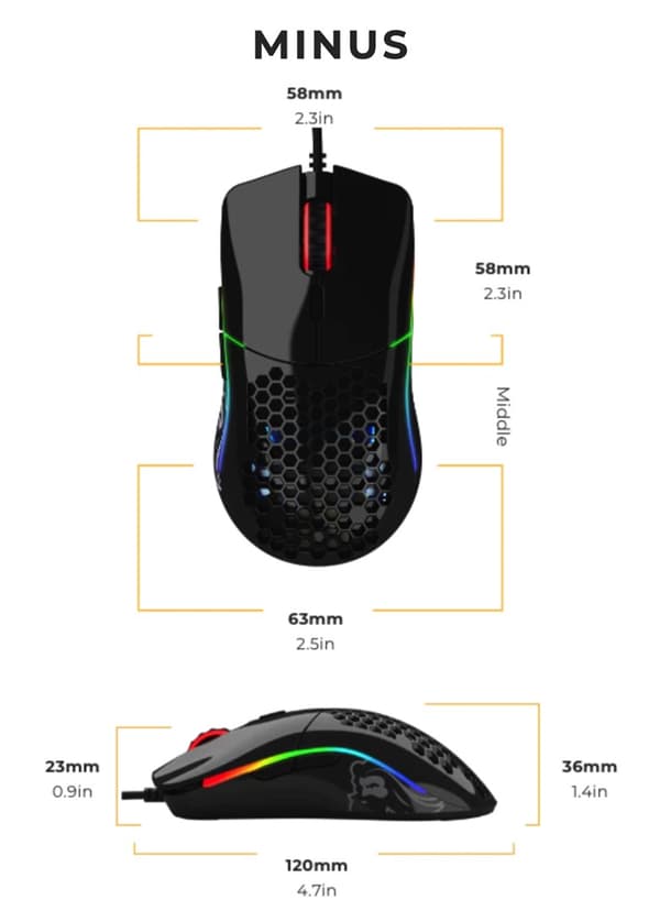 Glorious PC Gaming Race Model O -hiiri, oikeakätinen, USB Type-A, optinen, 3200 DPI