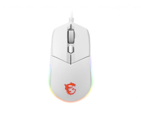 MSI CLUTCH GM11 WHITE Gamingmus '2-Zone RGB, op til 5000 DPI, 6 programmerbare knapper, symmetrisk design, OMRON-switche, center'