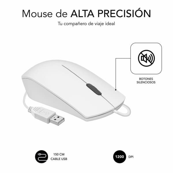 Mus Subblim SUBMO-B2BS002 Hvit 1200 DPI