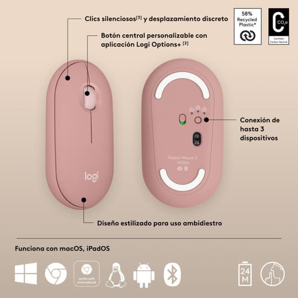 Trådlös Mus Bluetooth Logitech 910-007014 Vit 4000 dpi
