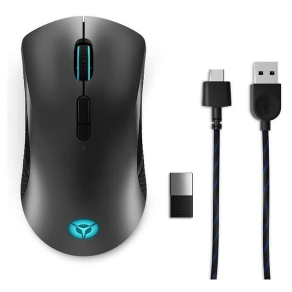 Lenovo Mouse Legion M600 Black Wired mus Pixart 3335 16000 DPI 9 Knappar 2 justerbara LED-zoner För högerhänta och vänsterhänta GY50X793 Svart
