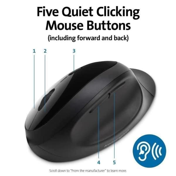 KENSINGTON Pro Fit Ergo trådlös ergonomisk mus - 5 knappar