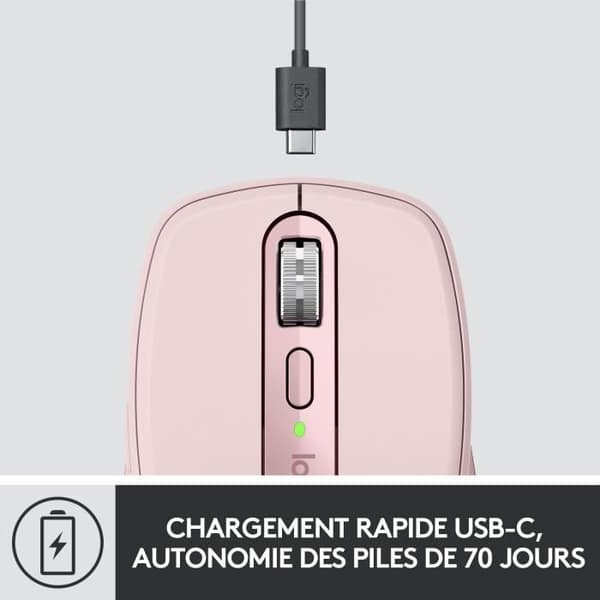 Ergonomisk mus - Trådlös - Logitech - MX Anywhere 3 - Rosa