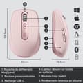 Miniatyrbild 6 av 6: Ergonomisk mus - Trådlös - Logitech - MX Anywhere 3 - Rosa