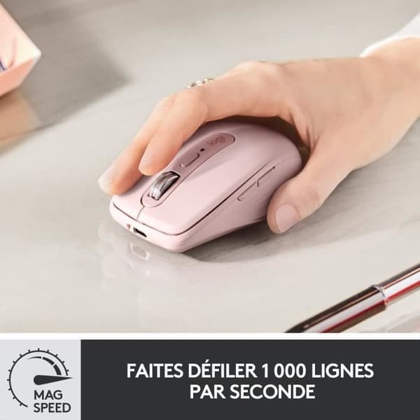 Ergonomisk mus - Trådlös - Logitech - MX Anywhere 3 - Rosa