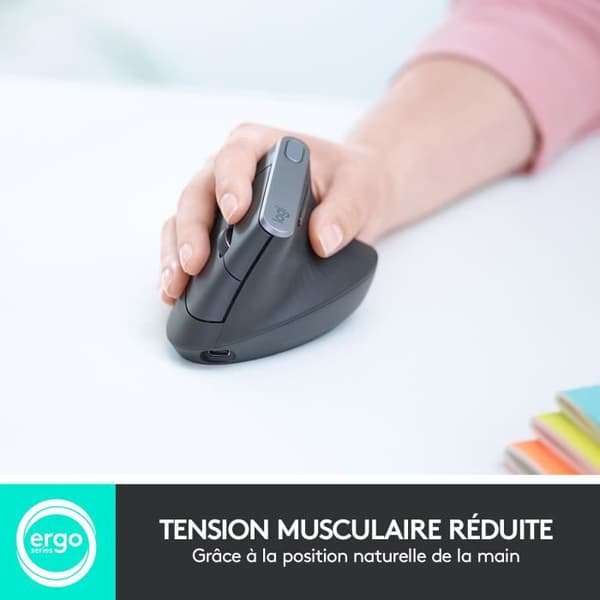 Mus - Trådlös - Logitech - MX Vertical - Grå