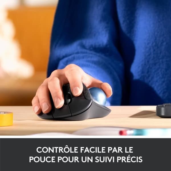 Ergonomisk mus - Trådlös - Logitech - Ergo M575 - Vit