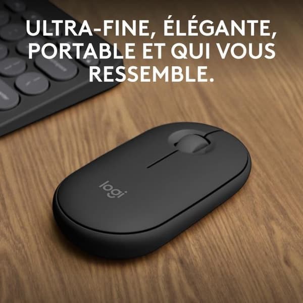 Logitech Pebble Mouse 2 M350s Ohut Langaton Bluetooth-Hiiri, Kannettava, Kevyt - Grafiitti