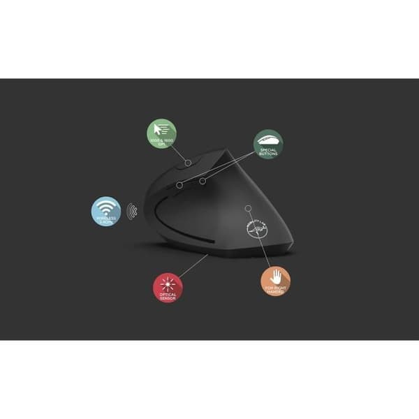 Vertikal trådlös ergonomisk mus - MOBILITET - 2,4 GHz