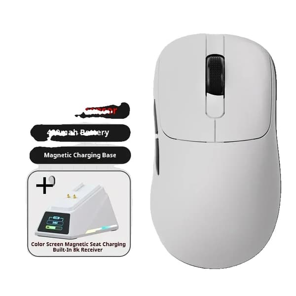 Trådlös Spelmus, PAW3950 Sensor, 400mAh Batteri,AJ179APEX Vit 8K