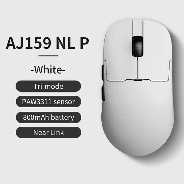 AJ159P NL Gamingmus, Tri-Lägesanslutning, PAW3311 Sensor,VIT