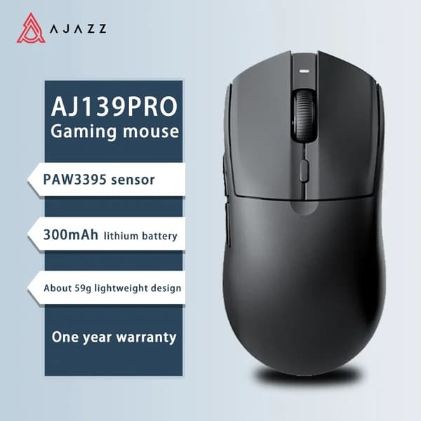 Spelmus, 2.4GHz trådlös, PAW3395-sensor, 300mAh litiumbatteri,svart