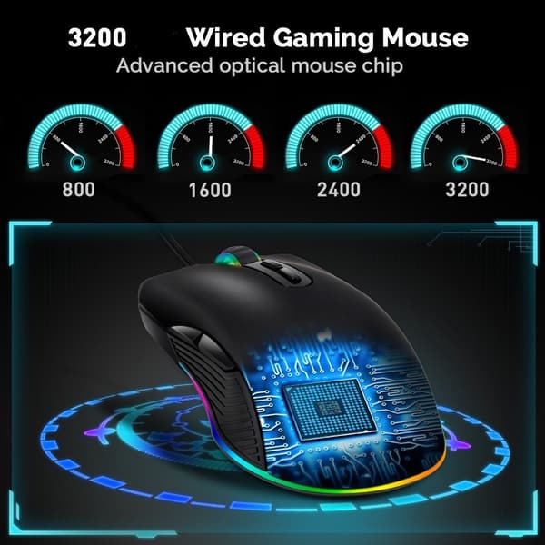 INF RGB Gamingmus med justerbar DPI och ergonomisk design