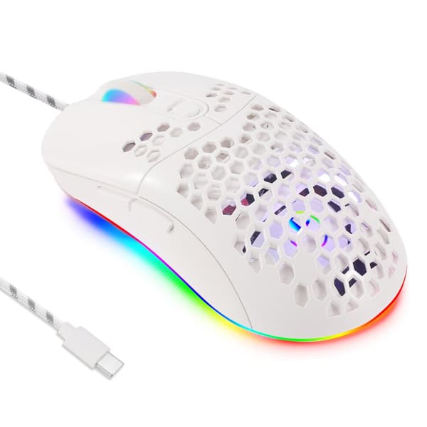 INF RGB Gamingmus med Type-C-port Vit