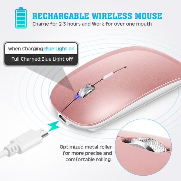 INF Trådlös Bluetooth Dual Mode-mus för användning med flera enheter Rosa