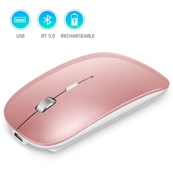 INF Trådlös Bluetooth Dual Mode-mus för användning med flera enheter Rosa
