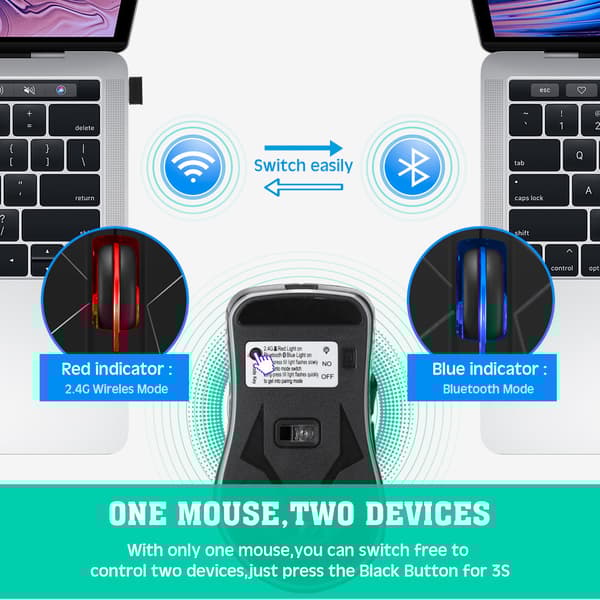 INF Kaksitoiminen Bluetooth-langaton hiiri - Ergonominen muotoilu